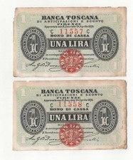 LOTTO X2 1 LIRA BANCA TOSCANA DI ANTICIPAZIONE E SCONTO  1870 NUMERI PROGRESSIVI