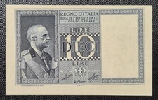 10 lire 1939 Biglietto di Stato Effige Vittorio Emanuele III Fascio *qFDS*