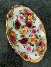 royal albert old country roses 8 porta carte e piatto ovale ottime condizioni