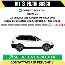 KIT BOSCH 3 Filtri tagliando per BMW X3 2.5 Si xDrive 155 kw Benzina 2006-2008