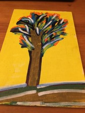 PICCOLO QUADRO DIPINTO A MANO ACRILICO SU LEGNO DI cm 10 X 15 firmato