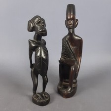 Statue Arte Africana Tribale Sculture Legno Intagliato Collezione Vintage XX Sec