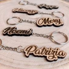 Portachiavi In Legno Di Pioppo Con Nome O Parola Incisa - IDEA REGALO