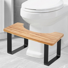 Sgabello WC per Adulti, Ergonomico, in Bambù E Antiscivolo, per Seduta Naturale,