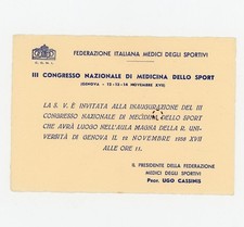 Fascismo Federazione Medici Sportivi Genova Congresso Medicina Sport Invito 1938