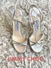 Jimmy Choo décolleté tacco mules argento stringate EU35 US5 Giappone F/S USATE