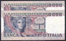 Lotto di 2 Banconote 50000