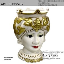 Statua scultura testa di Moro donna Vietri portafiori 26h cm bomboniera in ceram