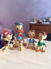 Rarissimi pupazzi in gomma ledraplastic Paperino Lupetto Nipotini Da Pulire