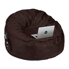 Relaxdays Poltrona Cuscino XXL in Pelle Finta Scamosciata, Pouf a Sacco Imbottit