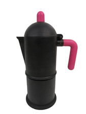 vecchia CAFFETTIERA MOKA NERA E ROSA IRMEL FLORITA vintage design macchina caffè