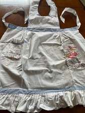 grembiule da cucina con pettorina da donna in cotone, ricamato 