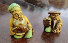 2 netsuke giapponesi resina policroma statuette sculture Coppia da Cm 3,5 a 5