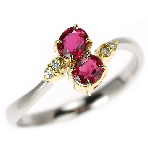 Anello con diamanti - , rubino