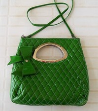 Borsetta Borsa Donna Cerimonia Vernice Verde passeggio cm 32 x cm 32 trapuntata