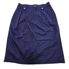 Gonna vintage Liz Sport donna taglie forti 14 blu navy 100% cotone tela tasche