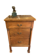 Antico mobiletto comodino Impero dell'800 in noce con piano ribaltabile
