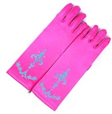 Guanti anna frozen - colore fuxia - bambine - decorazioni celesti - (D9r)