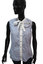 Dolce & Gabbana Taglia 46 D&G Camicia Top Smanicata Cotone Righe Blu Luxury