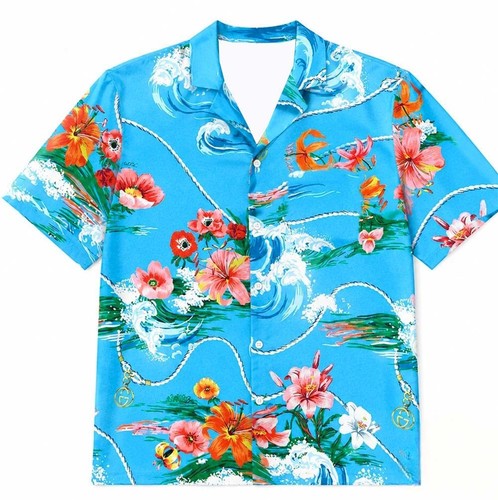 Camicia hawaiana floreale onda