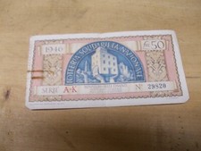 BIGLIETTO LOTTERIA SOLIDARIETA' NAZIONALI 1946 SERIE A K N° 29820