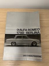 Alfa Romeo 1750 Berlina 10/1968 Libretto USO E MANUTENZIONE