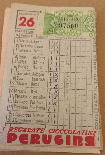 Schedina totocalcio 1958 - schedina,