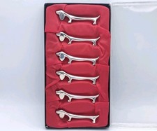 6 POGGIA POSATE BUGATTI DESIGN-SILVER PLATED-FORMA CANE BASSOTTO-ANNI 60-VINTAGE