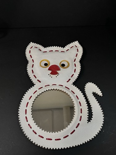 Specchio gatto pelle - , bianca