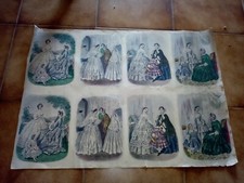 8 ANTICHE STAMPE MODA IN UNICO FOGLIO 4 RIPETUTE CM. FOGLIO 70X50