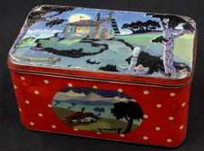 Antica Scatola in Latta Pubblicità Lievito Bertolini - Casa nel Bosco Halloween