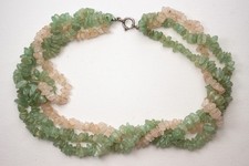 Torchon collana 46 cm – chips avventurina verde & quarzo rosa – chiusura argento
