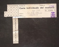 Tessera Annonaria 1944 RSI R.S.I. Carta individuale Vestiario Brescia 