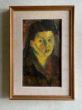 DIPINTO OLIO Corrado Selvini RITRATTO FIGURA GIOVANE DONNA  ASTRATTO '47