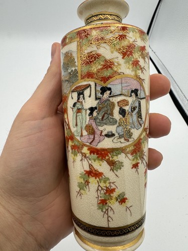Satsuma vase gheisha meiji - satsuma,