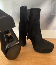 PRADA Ankle Boots 38 - Platform, black suede - Original