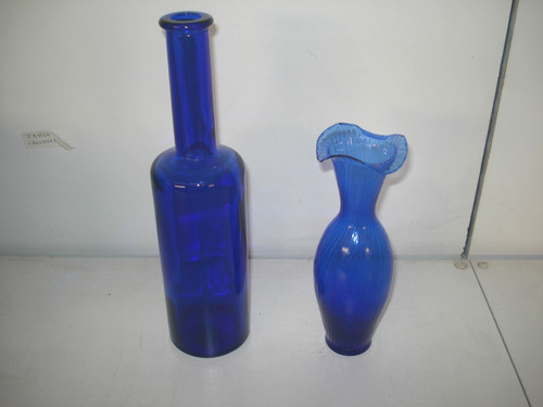 Vaso bottiglia vetro blu - in,
