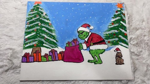 Quadro grinch dipinto - grinch, mano
