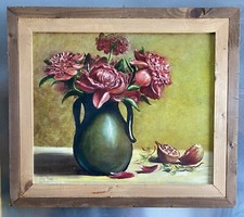 Quadro Con Fiori Dipinto A Mano 100% Painting  Oil