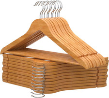 Confezione Da 20 Grucce in Legno per Vestiti, Colore Naturale. Gancio Girevole 3