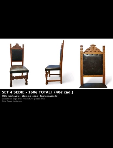 Set sedie stile medievale in - set, 4
