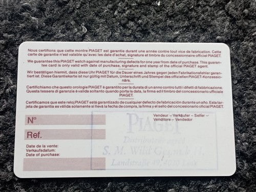 Piaget garanzia warranty nos - piaget,