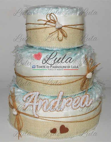 Torta pannolini country chic - torta,