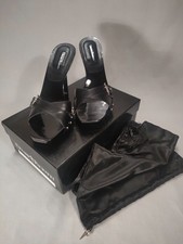 Mules in pelle nera tacco alto