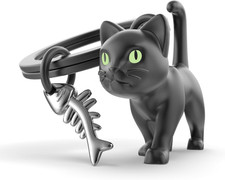 - Portachiavi Gatto Nero, Occhi Fosforescenti, Regalo per Bambini, Uomo E Donna,