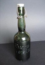 BIRRA AOSTA ANTICA BOTTIGLIA  VETRO VERDE INIZI '900 TAPPO IN CERAMICA MARCHIATO