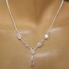 Quarzo Rosa Argento Collana