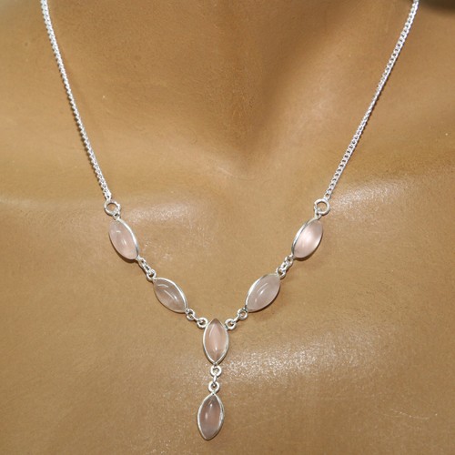 Quarzo rosa argento collana - rosa,