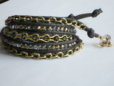 Bracciale 5 GIRI mala cristallo oro catenina dorato yoga chakra portafortuna