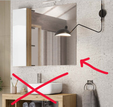 Pensile / armadietto bagno con specchio + luce led | Amburgo | Rovere * NUOVO *